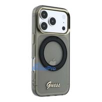Guess Apple iPhone 18 Pro HC MagSafe IML Ring Stand 360 Script Metal Logo Black