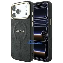 Case Guess PU Leather 4G Gold Frame Embossed MagSafe Apple iPhone 18 Pro Max black