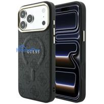 Case Guess PU Leather 4G Gold Frame Embossed MagSafe Apple iPhone 18 Pro black