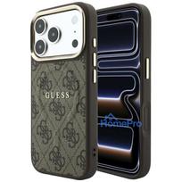 Case Guess PU Leather 4G Gold Frame Embossed MagSafe Apple iPhone 18 Pro Max brown