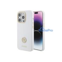 Guess Apple iPhone 15 Pro Max 6.7 hardcase Silicone Logo Strass White