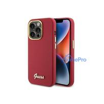 Guess Apple iPhone 15 Pro Max 6.7 magenta hardcase Silicone Script Metal Logo Red