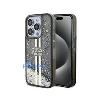 Guess Apple iPhone 15 Pro Max Liquid Glitter Gold Stripes Black