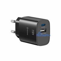 Swissten Edge GaN Tīkla Lādētājs USB-C PD 45W + USB-A 18W QC (8595217495289)