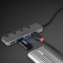USB Hub - LINDY 4 Port USB 3.0 Hub with On/Off Switches, 5Gbps, Type A