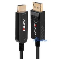 DisplayPort Cable - LINDY Fiber Optic Hybrid DisplayPort 1.2 to HDMI 2.0 Cable, 3840x2160 60Hz, 50 m, Black