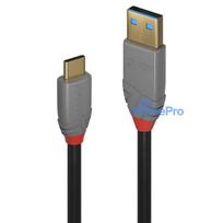 USB Cable - LINDY Anthra Line USB 3.2 Type A to C Cable, M / M, 10Gbps, 2 m, Black