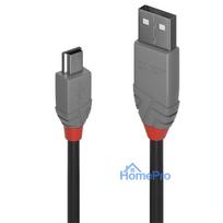USB Cable - LINDY Anthra Line USB 2.0 Type A to Mini-B Cable, M / M, 480Mbps, 0.5 m, Black