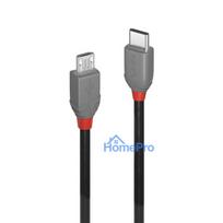 USB Cable - LINDY Anthra Line USB 2.0 Type C to Micro-B Cable, M / M, 2.5W, 480Mbps, 1 m, Black