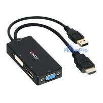 Adapter - LINDY HDMI to DisplayPort, DVI and VGA Converter, 4K@30Hz, 1920x1200@60Hz, Black