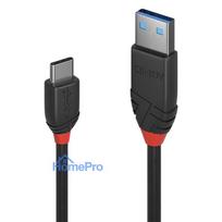 USB Cable - LINDY Black Line USB 3.2 Type A to C Cable, M / M, 10Gbps, 15W, 0.15 m, Black