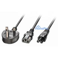 Power Cable - LINDY UK 3 Pin Plug to IEC C13 and C5 Power Cord, 10A / 250V PVC, 2.5 m, Black