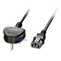 Power Cord - LINDY UK 3 Pin to C13 Power Cord, 5m, Black
