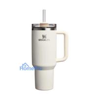Thermal mug with straw The Quencher H2.0 Fluted Tumbler 1.18L in glossy cream color