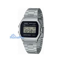 Casio A158WA Vintage Unisex Digital Watch with Stainless Steel Bracelet, Silver