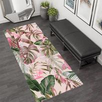 Ombre Rainbow Palm Leaf Runner Rug Boho Home Decor Tropical Leaves Anti Slip Floor Rug for Hallway Bedroom Kitchen 40x120cm Felt gray