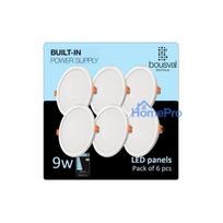 Set of 6 round LED panel 9W 3000K 116x36mm with built-in control unit