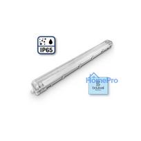 Hermetic IP65 Housing for LED T8 Bulbs 2x1200, 1285x113x67mm, Contacts + / - at one end