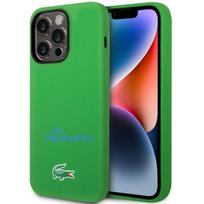 Lacoste Apple iPhone 15 Pro Max 6.7 Liquid Silicone Microfiber Croc Logo Magsafe Back Cover Green