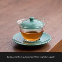Gaiwan High Temperature Resistant Glass Household Sancai Tea Green Tea Bowl High Value Kung Fu Tea Set Is Not Hot 100-110ml gray