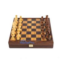 Manopoulos Olive Burl Chess Set 27x27cm With Staunton Chess Pieces