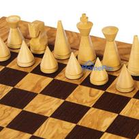 Olive Wood Chess Set 40x40cm With Modern Style Pieces Manopoulos