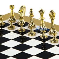 Manopoulos Classic Metal Staunton Chess Set With 36cm Chessboard