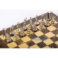 Manopoulos 'Minoan Warrior' Metal Chess Set With 36cm Chessboard