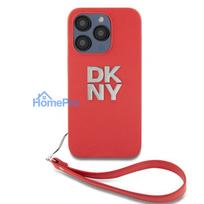 DKNY Apple DKNY PU Leather Stack Logo Wrist Strap Case for iPhone 15 Pro Max Red