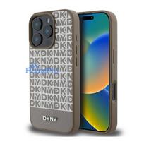 DKNY Apple iPhone 16 Pro Max PU Leather Repeat Pattern Bottom Stripe MagSafe Case Brown