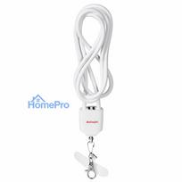 Activejet lanyard with 3-in-1 charging cable, white. Ends with various connectors: USB-C, Lightning adapter, USB-A