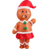 Kalėdų imbierinis žmogutis pripučiamas kostiumas vakarėliams, šventėms ir cosplay One Size orange