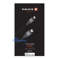 Evelatus USB C to Lightning Cable 2.0M 60W (MFI09) Aluminum housing braiding White