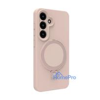 Evelatus Samsung Galaxy S25 Premium Magnetic with Stand Soft Touch Silicone Case Pink Sand