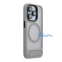 Evelatus Apple iPhone 15 Rubber Coated MagSafe With Stand Case Silver