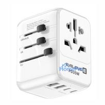 Evelatus 35W World Travel Adapter 1PD & 2 Type-C & 2 USB Charger 09051 White
