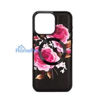 Evelatus Apple iPhone 14 Pro Leather Case Zipper Design Flower Black
