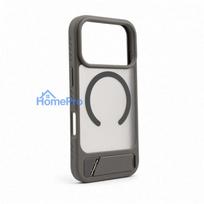 Evelatus Apple iPhone 18 Pro Rubber Coated MagSafe With Stand Case Smoke Grey