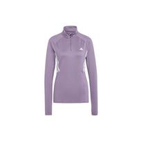 Adidas Originals Aeroready Hyperglam 1/4-Zip Top Color Block Quick-Dry Long Sleeve T-Shirt Women Tops Dark-Gray Violet IL6981 XS gray