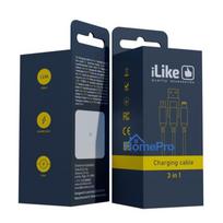 iLike Charging Cable 3 in 1, USB, Type C, Lightning, CCI02 Black