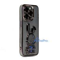 iLike Apple iPhone 15 Pro Max Silicone Case Print Desire Rabbit Black