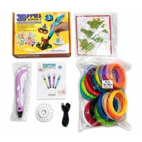 iLike 3D Pen-3 with LCD display and 10 stencils Blue + Plastic set: 20 colors of 10 meters 200 meters Pink