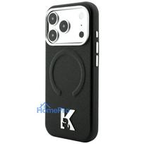 KARL LAGERFELD case for IPHONE 18 Pro / 17 Pro compatible with MagSafe (Grained Embossed Ring & Kameo Logo) black