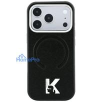KARL LAGERFELD case for IPHONE 18 Pro Max / 17 Pro Max compatible with MagSafe (Grained Embossed Ring & Kameo Logo) blac