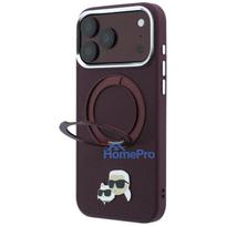 Case Karl Lagerfeld PU Grained KCH Heads Ring Stand Magsafe Apple iPhone 18 Pro dark red