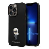 Karl Lagerfeld Apple iPhone 15 Pro Max Liquid Silicone Metal Ikonik Case Black