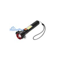 REBEL rechargeable multi-function flashlight (zoom, knife, glass hammer, magnet), 1200mAh