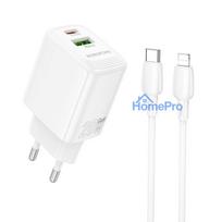 Charger Borofone BN27 20W USB-C / USB-A + USB-C to Lightning cable 1.0m white