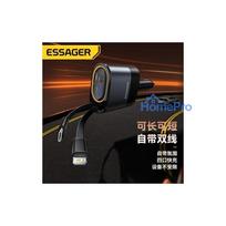 Car charger Essager 'Smart' black 45W (integrated 2in1 cable)