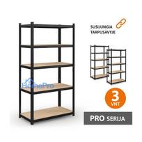 Storage shelves 180x90x40 PRO Black (3 pcs)